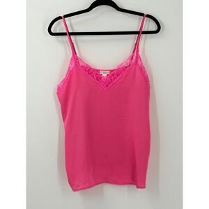 NWT Ambrielle Camisole Top Womens sz M Hot Pink Lace Trim fairy grunge Indie Y2k